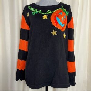 Festive Pumpkin Black and Orange Sweater